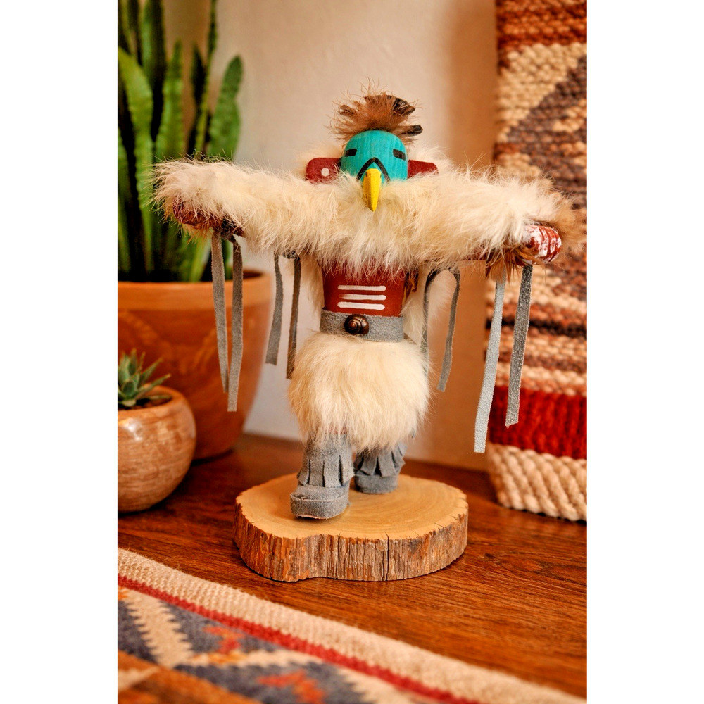 Signed Eagle Kachina Doll-N. Yazzo 9” SW Native American Hand Carved Figure.